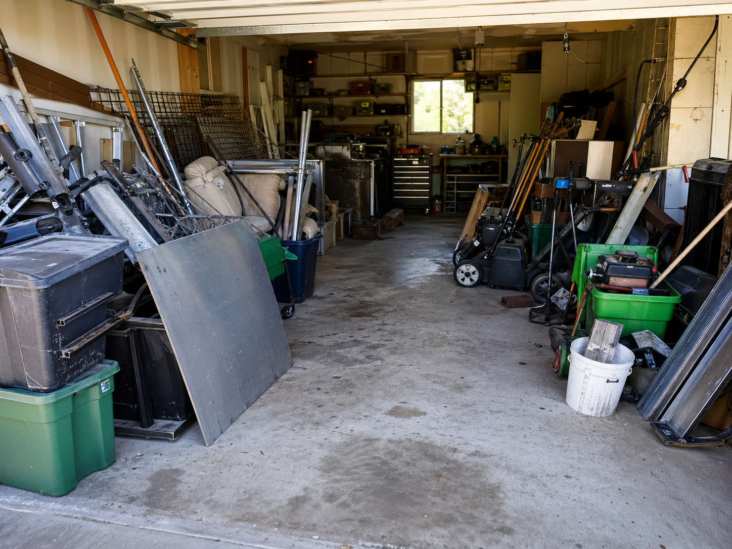 Garaža sa metalom, plastikom, alatom i kabastim stvarima